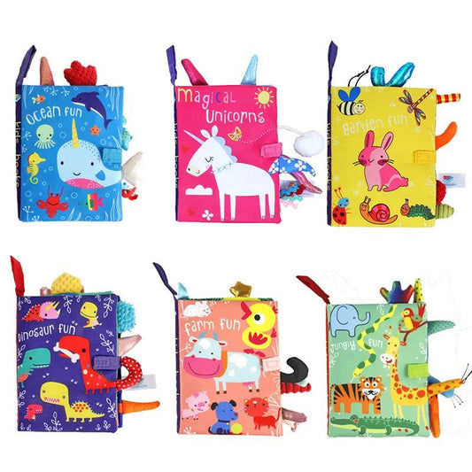 0-36M Baby Early Learning Toy Tail Cloth Book Parent-Child Interactive Sound Paper Puzzle Cloth Book Rattle - ToylandEU