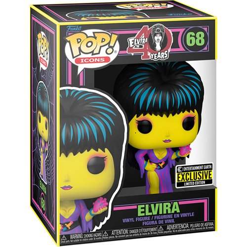 Funko Pop! Icons Elvira Black Light | Vinyl Figure | Entertainment Earth Exclusive