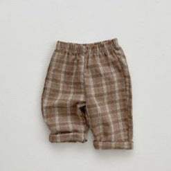 Baby Boys' Plaid Trousers | Leisure | Orange, Gray And Green Plaid
