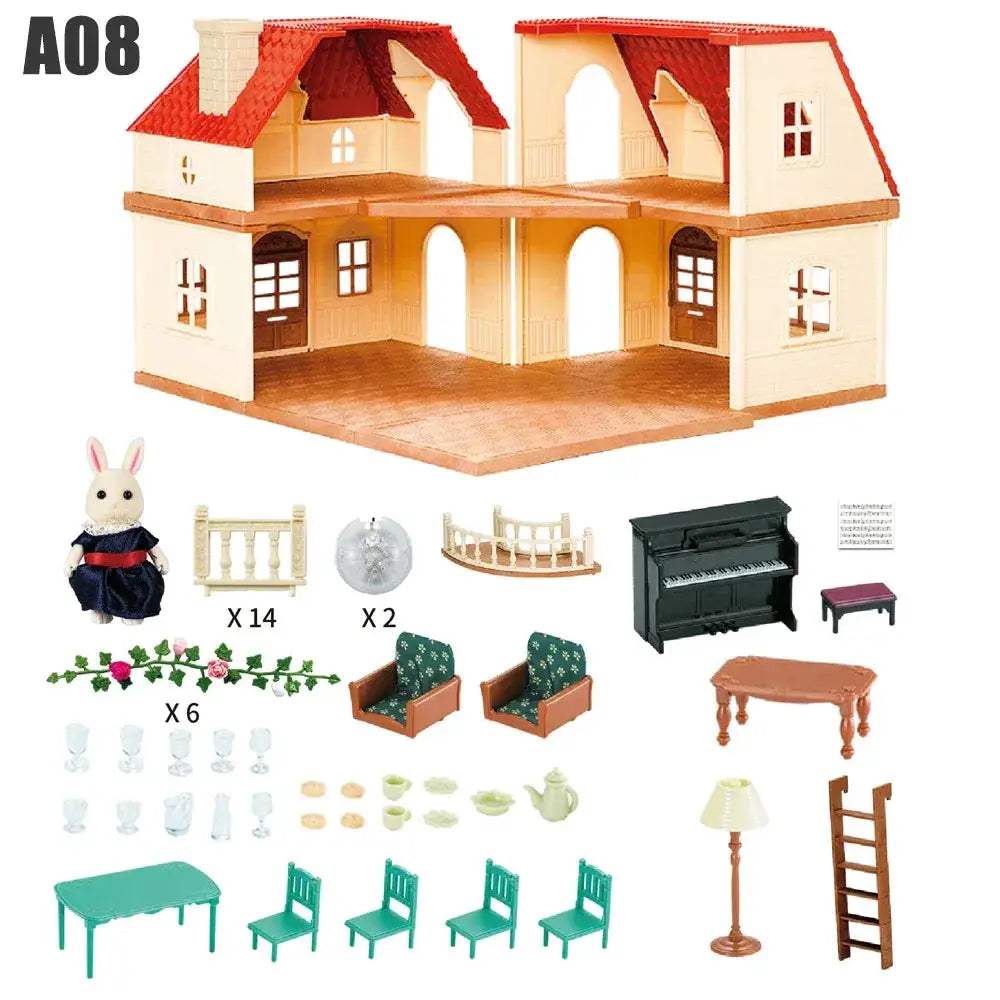1:12 Dollhouse Furniture Set for Forest Rabbit Family Mansion - ToylandEU