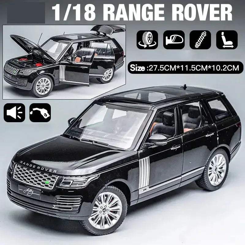 1:18 Land Rover Range Rover Alloy Diecast Car With Sound And Light Black - ToylandEU