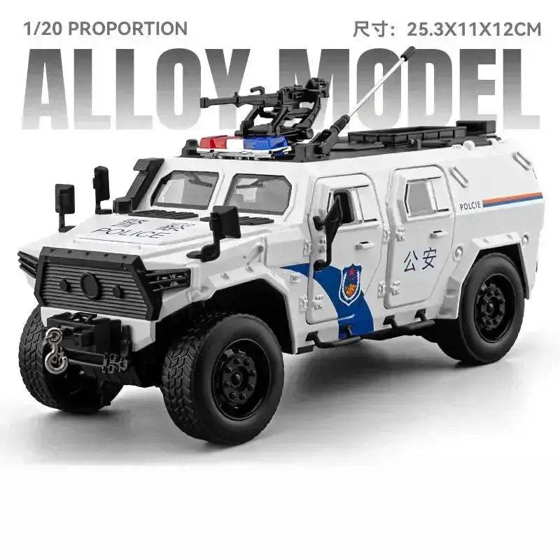 1:20 Scale Police Off Road Diecast Car Alloy Metal Sound And Light Pull Back - ToylandEU