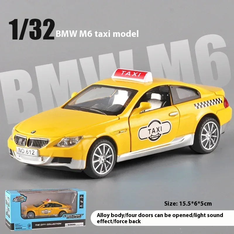 1:32 BMW M6 Taxi Diecast Car With Pull Back Action For Collectors - ToylandEU