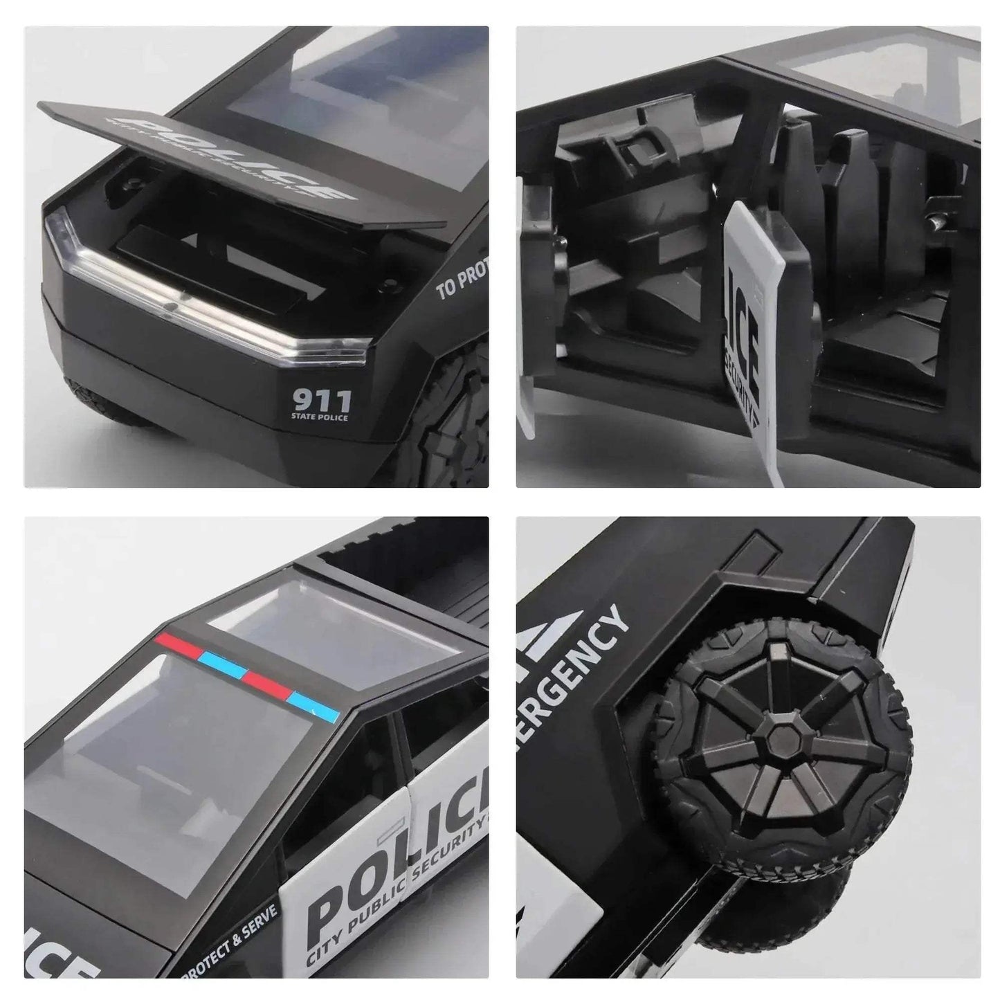 1:32 Cybertruck Police Truck Die-cast Metal Alloy Car Toys - ToylandEU