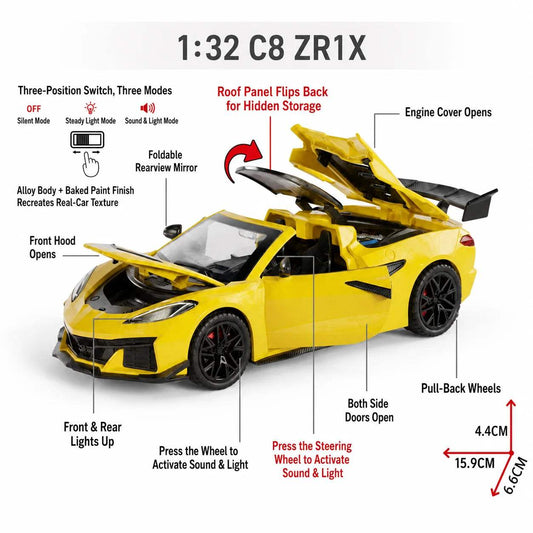 1:32 Diecast Corvette | Sound & Light | Toylandeu™