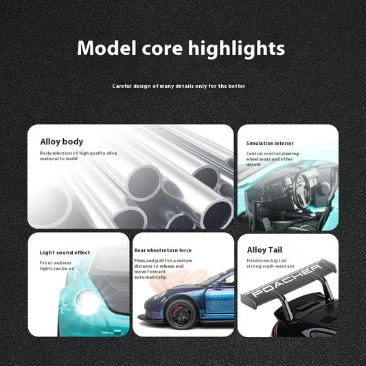 1:32 Porsche GT3 RS Diecast Metal Model Desktop Ornament - ToylandEU