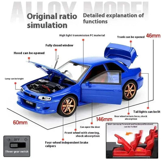 1:32 Scale Subaru Impreza WRX STI Diecast Metal Model Car With Sound and Light - ToylandEU