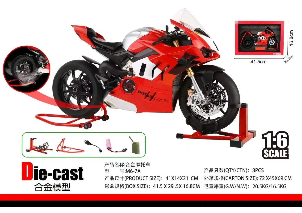 1:6 Scale Ducati Panigale Die-Cast Motorcycle With Water Mist - ToylandEU