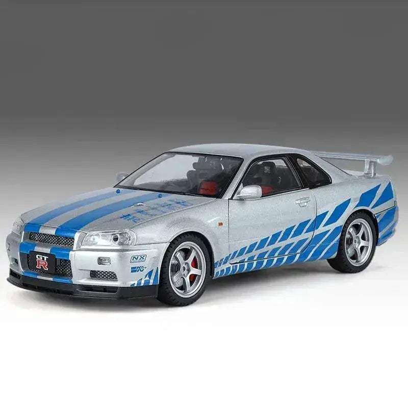 1 To 18 Nissan GTR R34 Diecast Metal Model Car With Sound And Light - ToylandEU