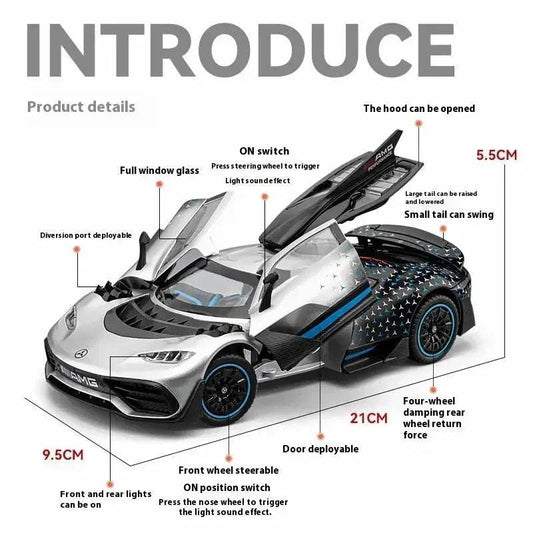 1 To 24 Diecast Metal Benz AMG One Racing Car Model Sound And Light - ToylandEU