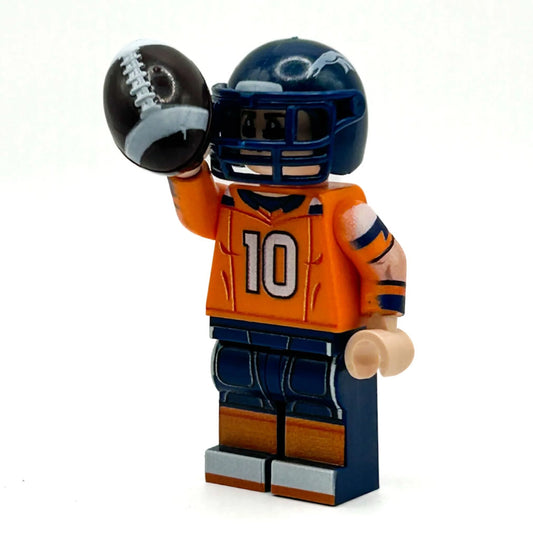 #10 QB Broncos Football Player Minifig made using LEGO parts - B3 Customs - ToylandEU
