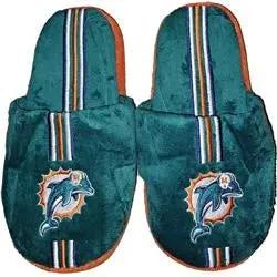 Miami Dolphins Slipper - Youth 8-16 Size 1-2 Stripe - (1 Pair) - S