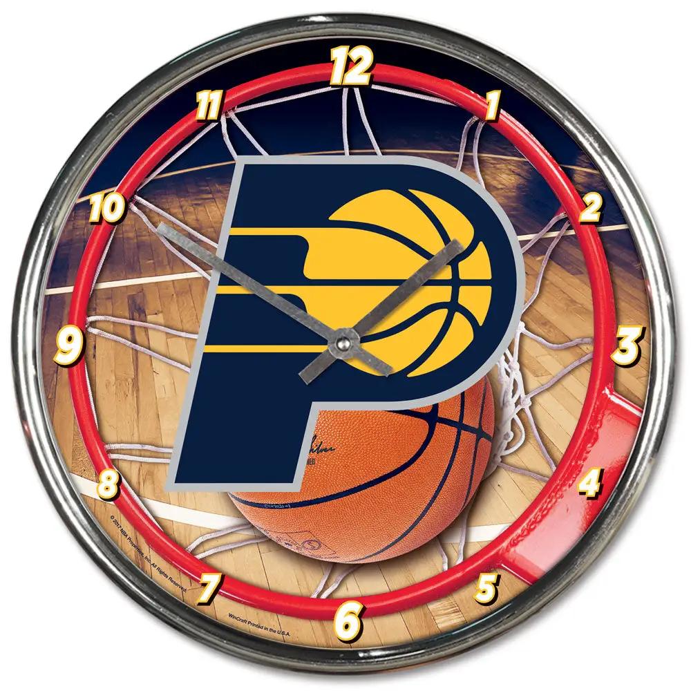Indiana Pacers Clock Round Wall Style Chrome Periodic Restock