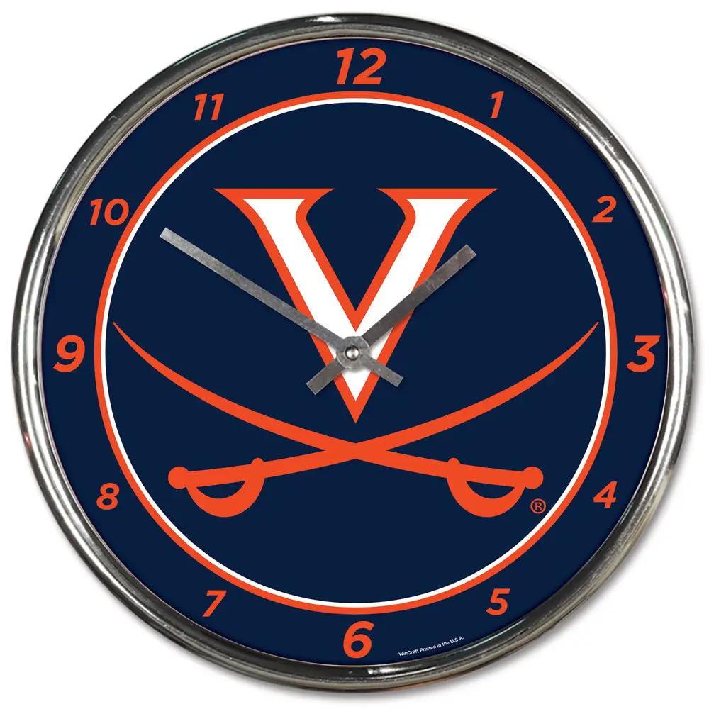 Virginia Cavaliers Clock Round Wall Style Chrome Periodic Restock