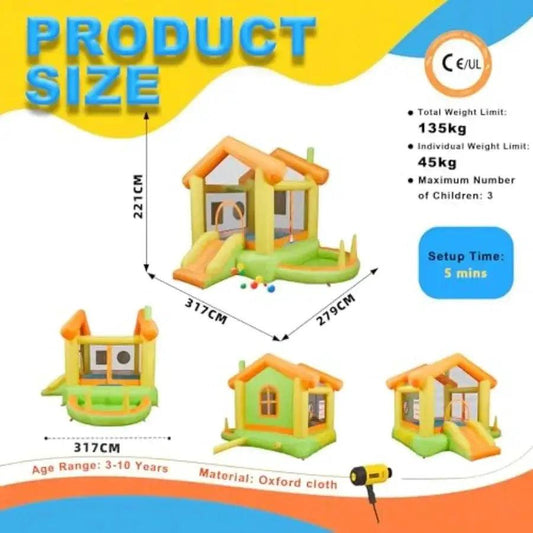 10ft Inflatable Bounce House With Slide Durable Seams - ToylandEU™