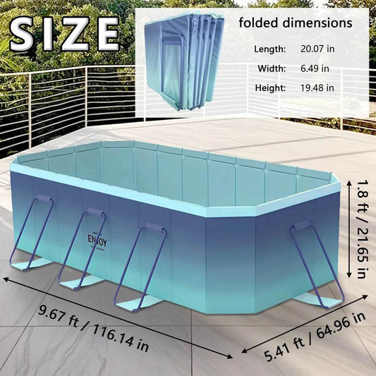 116 Inch Foldable Swimming Pool Non-Inflatable Kiddie Pool Blue - ToylandEU