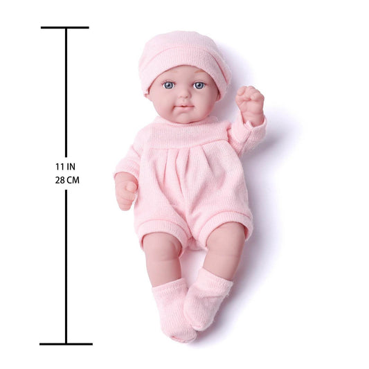 11Inches Realistic Simulation Newborn Baby Dolls with Pink Hat and Clothes for Girl's Birthday Gift - ToylandEU