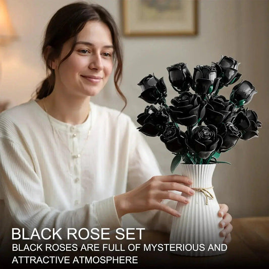 12-Piece Black Rose Building Blocks Set Lego Compatible - ToylandEU™