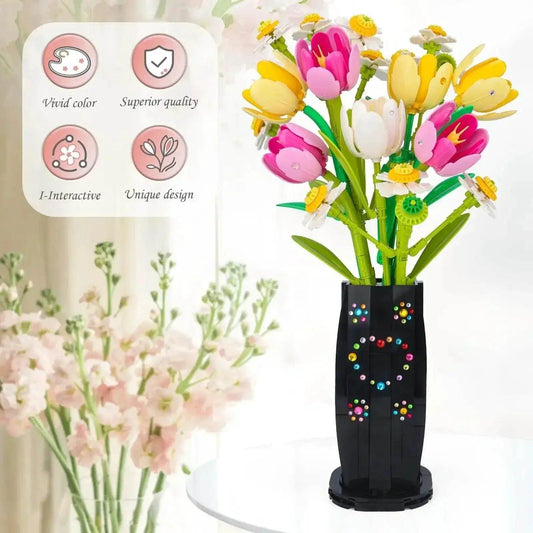 1250PCS Creative DIY Tulips Plant Bouquet Building Set Flowers - ToylandEU™