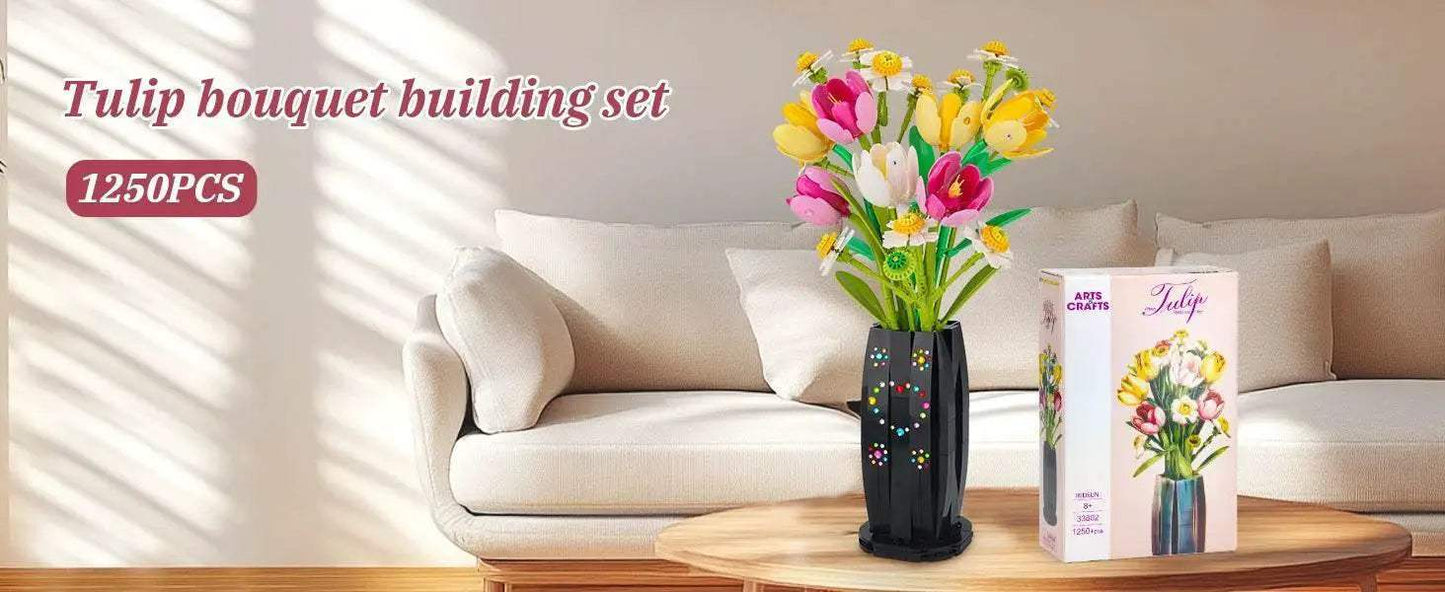 1250PCS Creative DIY Tulips Plant Bouquet Building Set Flowers - ToylandEU