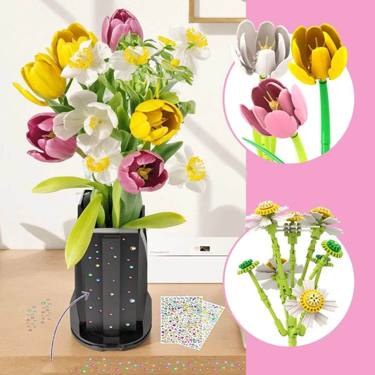 1250PCS Tulip Bouquet Building Blocks Flower Vase DIY Gift - ToylandEU