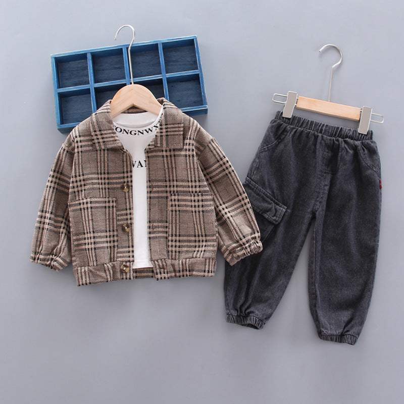 Baby Boy Long-Sleeve Plaid Suit | Korean Style