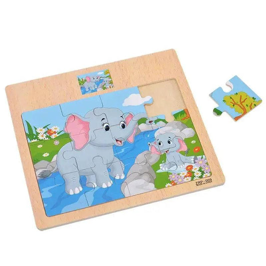 12PCS 3D Wooden Jigsaw Puzzles for Kids Animal Traffic Toys - ToylandEU™