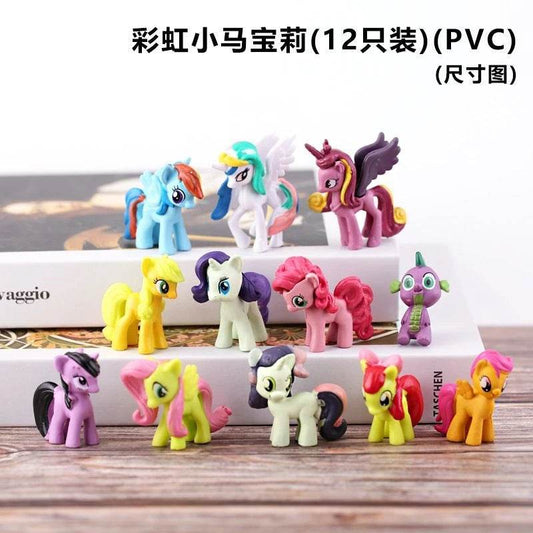 12Pcs/Set Cartoon Princess Luna Rainbow Horse Action Toy Figures 3-5CM - ToylandEU