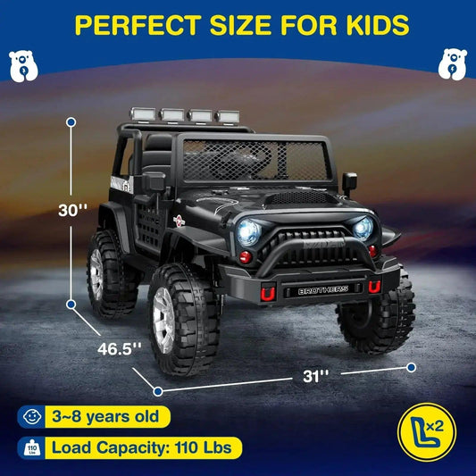 12V Kids Ride On Car Two Seater Bluetooth LED Lights - ToylandEU™