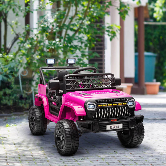 12V Ride On Truck W/ Spring Suspension, Remote, Pink Toy - ToylandEU
