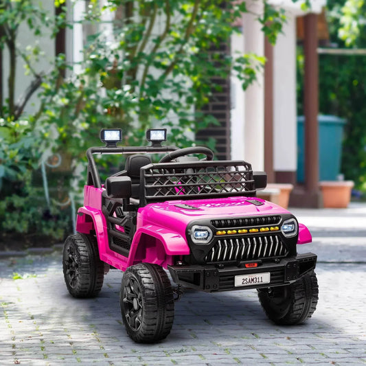 12V Ride On Truck W/ Spring Suspension, Remote, Pink Toy - ToylandEU