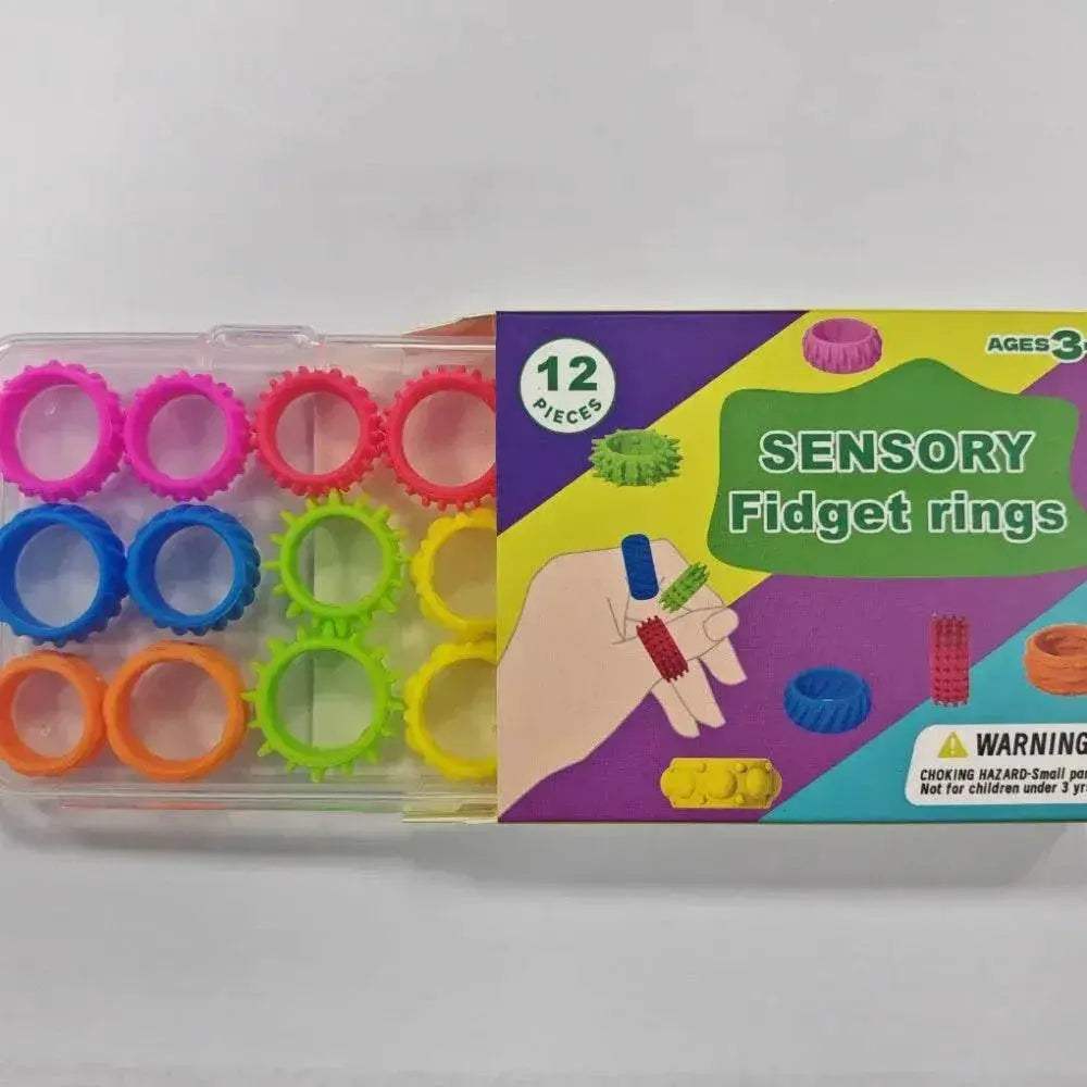 12pcs Spiky Sensory Finger Rings For Kids Stress Relief Fidget Toys - ToylandEU™