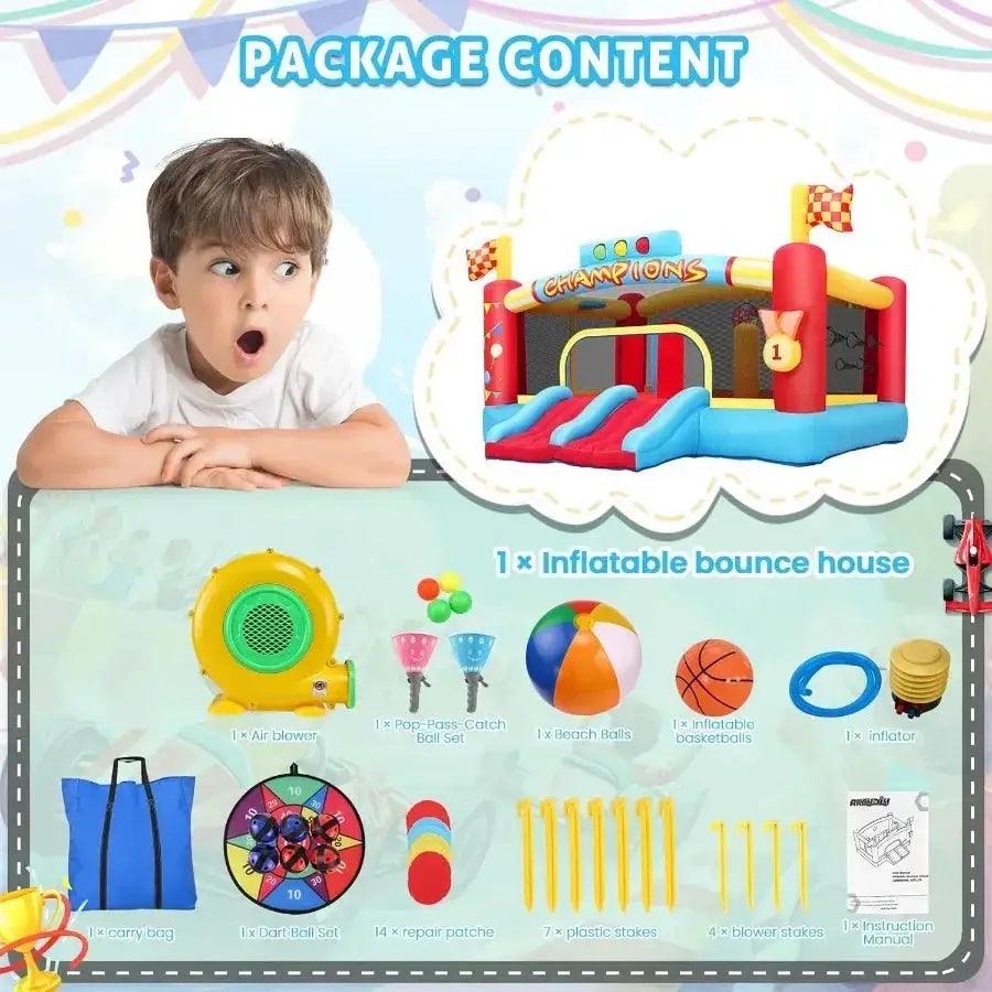 13ft Inflatable Bounce House Dual Basketball Hoops - ToylandEU™