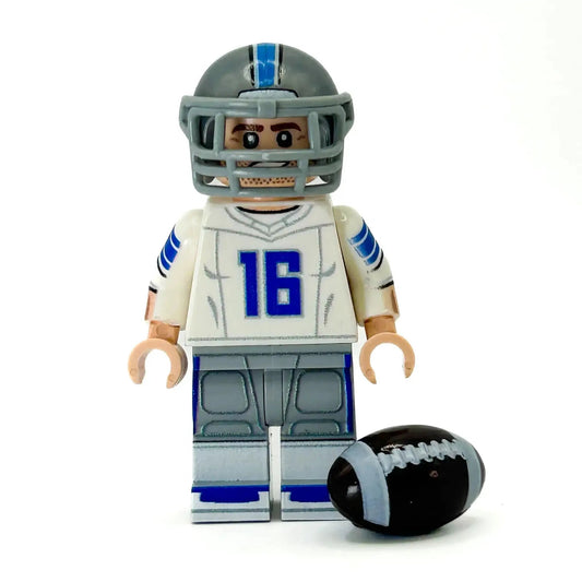 Detroit Lions QB Figure With Custom Helmet LEGO Parts Printed Torso And Head Includes Mini Football By B3 Customs - ToylandEU