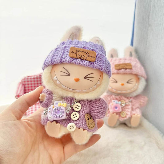 17CM Labubu Mini Dolls Clothes Sitting Party Fashion Striped Sweater - ToylandEU