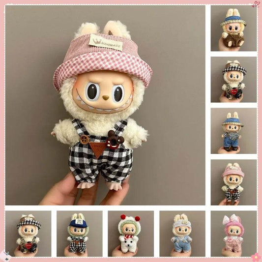 17cm Labubu Doll Clothes Cute Dress Up Toy Mini Plush Accessories British Style Skirt Set Strap Pants Style Kid Gifts - ToylandEU