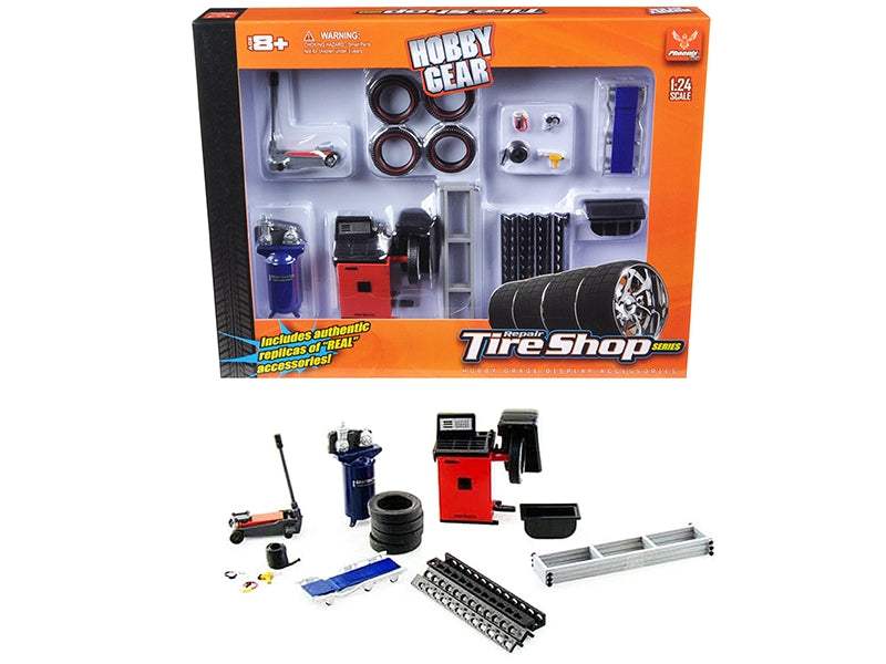 Repair Tire Shop Accessories Tool Set | 1/24 Scale Model Accessory | Phoenix Toys | Collector Quality