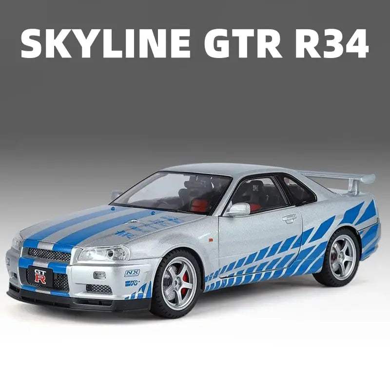 1to18 Skyline GTR R34 Diecast Car Pull Back Toy Metal - ToylandEU™