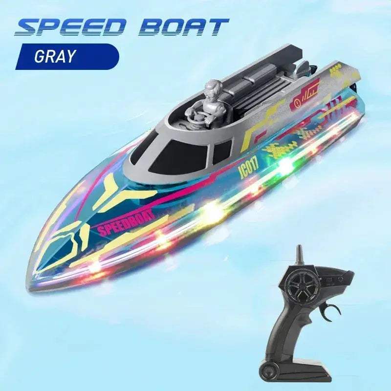 2.4G RC Speedboat With Bright LED Lights For Kids Enjoy - ToylandEU