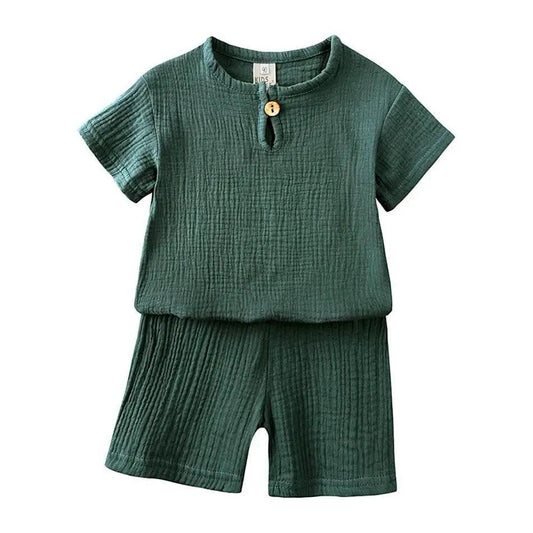 2-8 Years Children Casual Suit Muslin T Shirt Shorts Set - ToylandEU™
