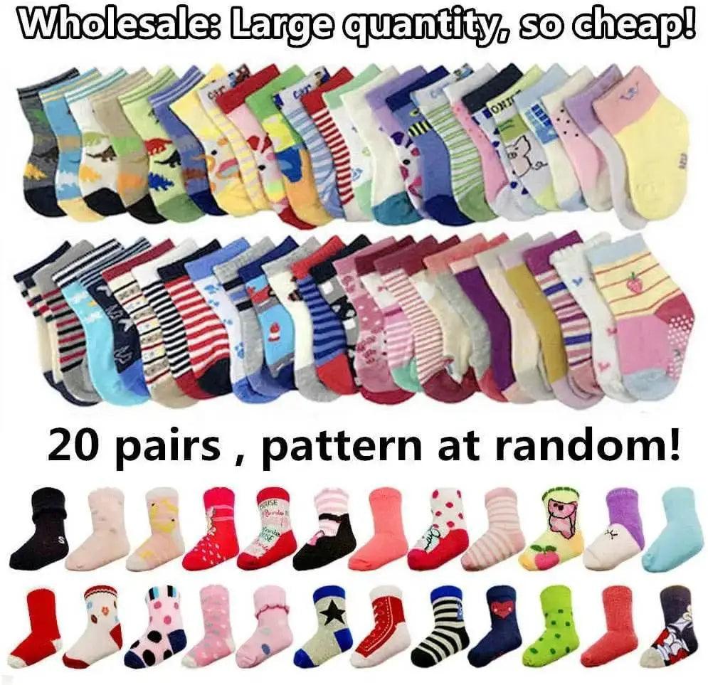 20 Pairs Baby Boy Girl Socks Bulk Cotton Toddler Bundle - ToylandEU™