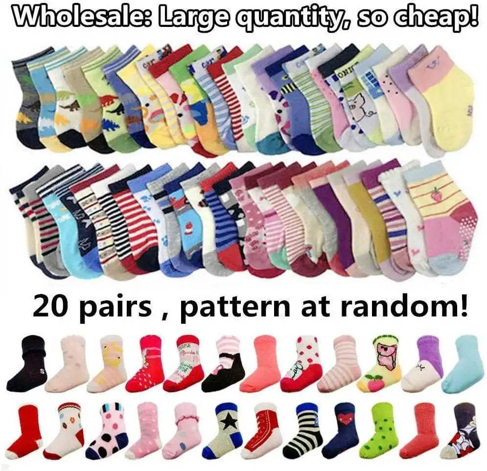 20 Pairs Baby Boy Girl Socks Bulk Cotton Toddler Bundle - ToylandEU™