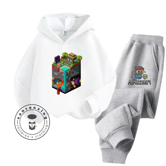 2025 New Fashion Minecraft Cartoon Printed Hoodie Set For Children Teenagers Boys Girls Casual Hot Sale Autumn Winter - ToylandEU