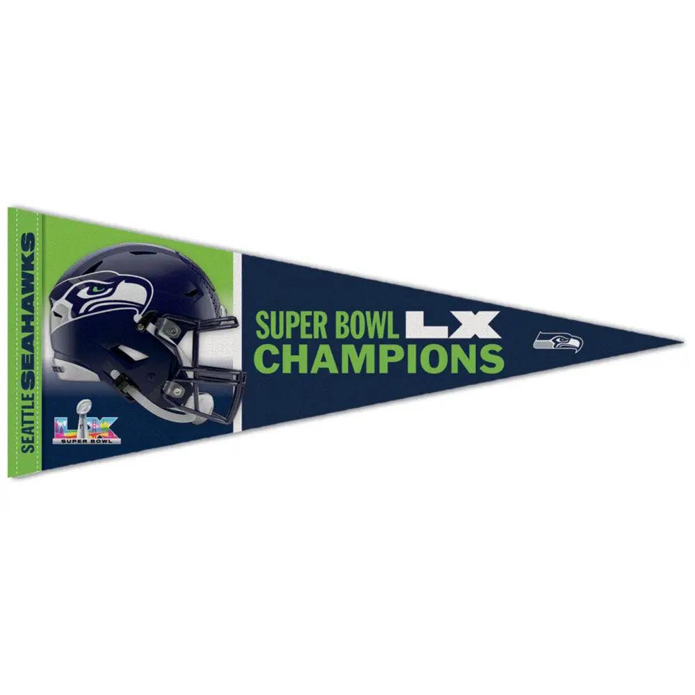 Seattle Seahawks Pennant 12x30 Premium Style Super Bowl LX Champ