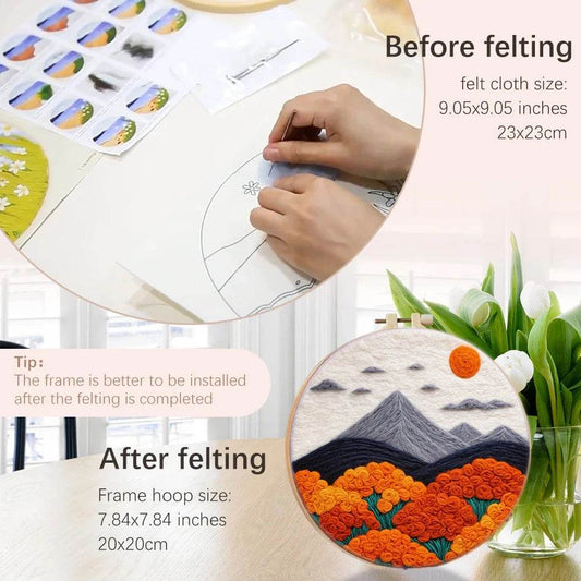 20x20cm Wool Felting Painting Landscape DIY Embroidery Kit Needle Felt Handmade Picture Kit Wool Paintings - ToylandEU
