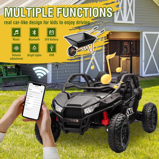 24V Two-Seater Kids Ride Cars On UTV Parents Control - ToylandEU