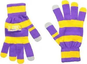 LSU Tigers Gloves Knit Stripe Acrylic