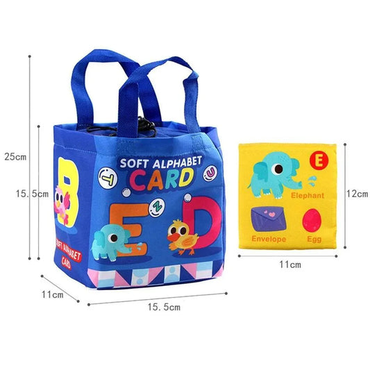 26pcs/set Baby Cloth Book Soft FlashCards with Cloth Storage Bag Graphic Alphabet Digital Cognition Toys - ToylandEU