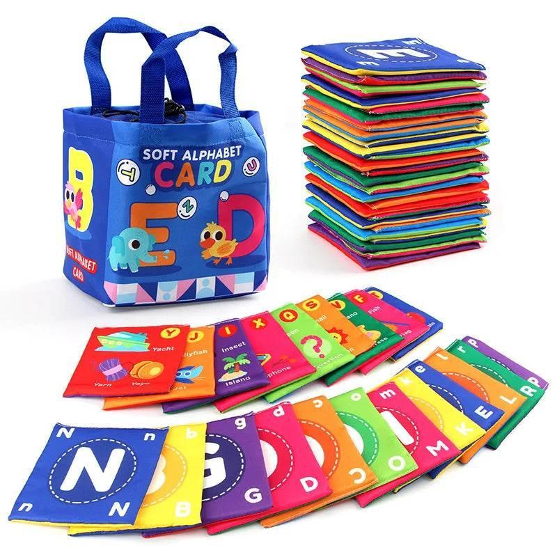 26pcs/set Baby Cloth Book Soft FlashCards with Cloth Storage Bag Graphic Alphabet Digital Cognition Toys - ToylandEU