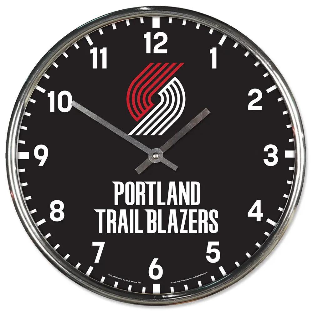 Portland Trailblazers Clock Round Wall Style Chrome Periodic Restock